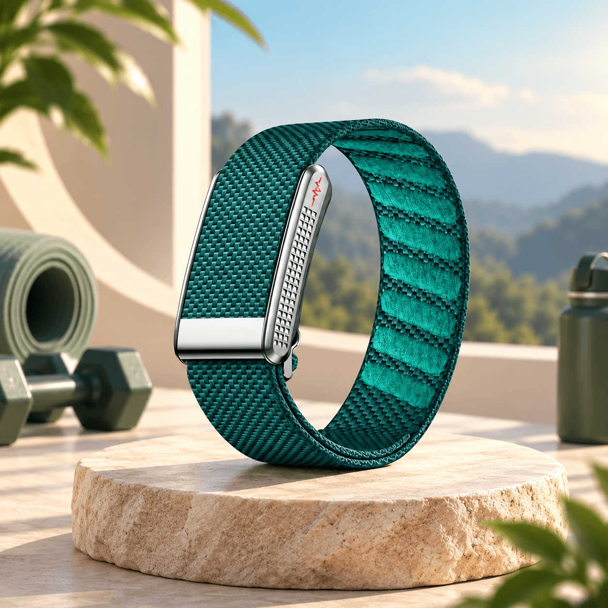 Theera TW Pro Teal fitness band in deep teal woven fabric