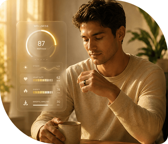 Man checking wellness score on his ring app