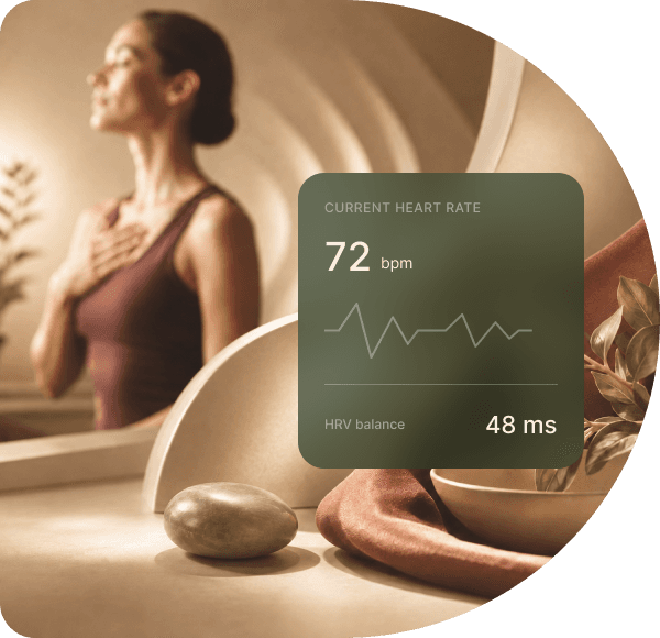Brain model with heart rate and HRV data overlay